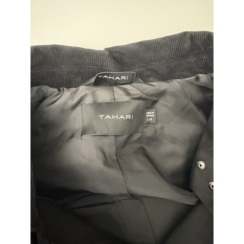 NWT Tahari Taylor Black Barn Jacket Corduroy Collar Toggle Snap Women's Coat L - Picture 8 of 16